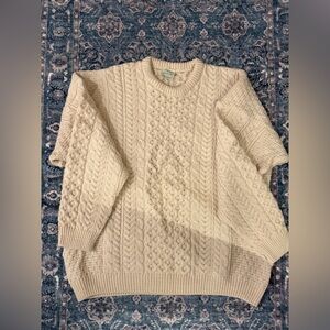 Men's Cable Knit Crew Neck Aran Wool Sweater